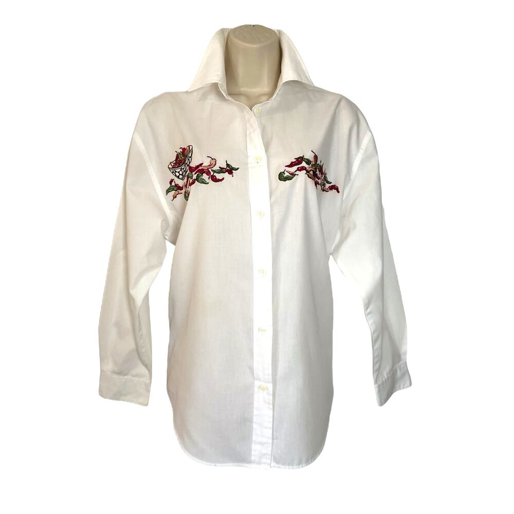 Vintage Chili Pepper Top, Witt's End, Button Up, Embroidered,‎ New Cond. Small - Picture 7 of 7